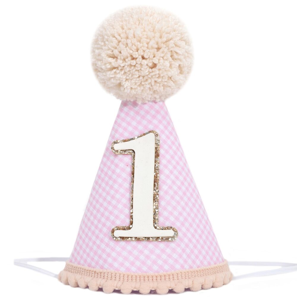 8619 Classic Plaid 1st Birthday Hat - First Party Cone Hat, One Birthday